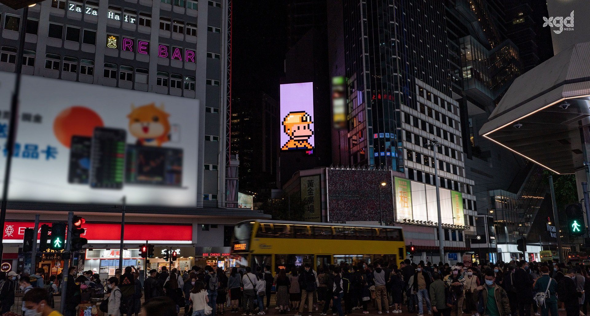 NFT project displayed on LED billboard in Causeway Bay Hong Kong